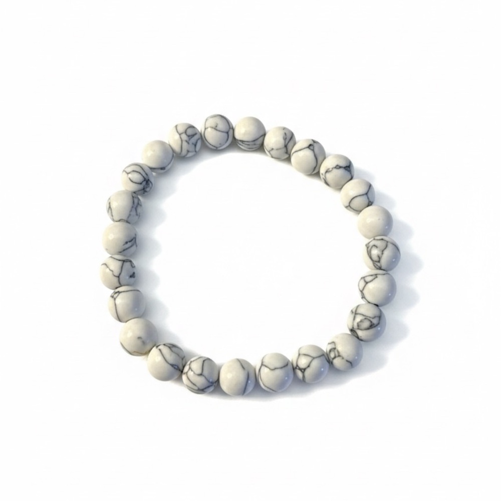 White and Gray Marbled Beaded Bracelet